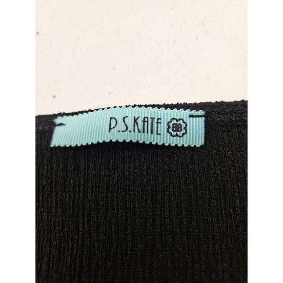 P.s. Kate Button Up Black Strap Blouse Size Medium - Picture 3 of 4